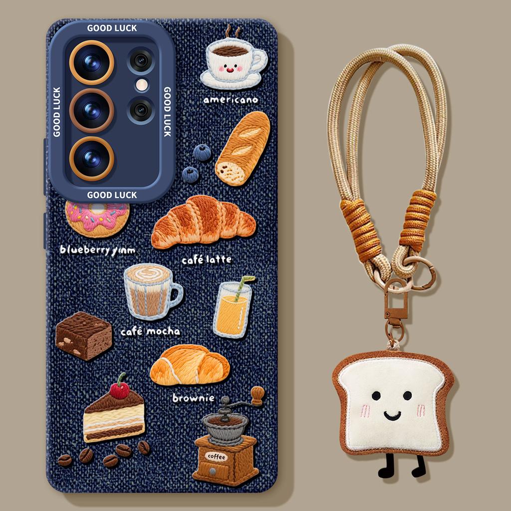 Denim Brot Handyhülle ist geeignet für Samsung GalaxyS26 Silikon S25 + Lanyard S24ultra neues S22 Set