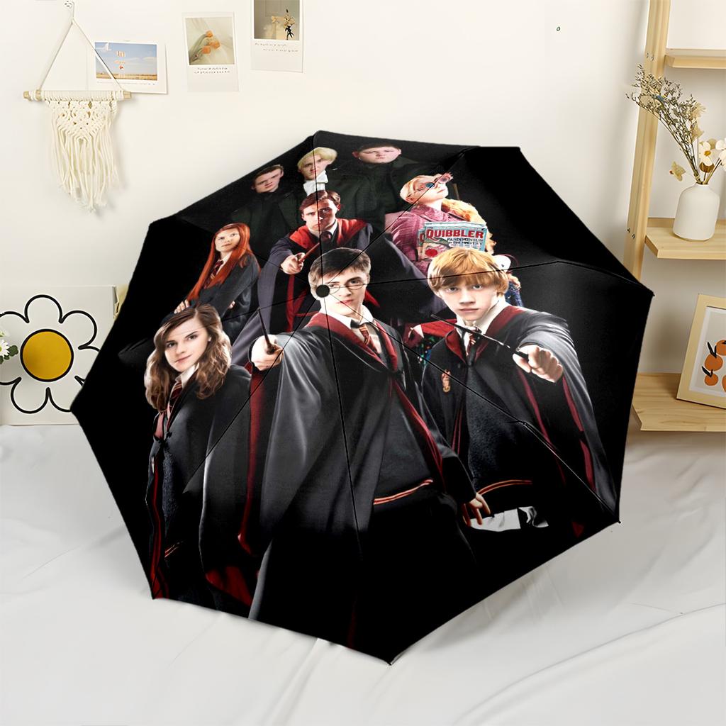 Harry Potter Characters Outdoor Automatic Umbrella Folding Umbrella with 8 Ribs Foldable Design Durable Everyday Carry Umbrella
