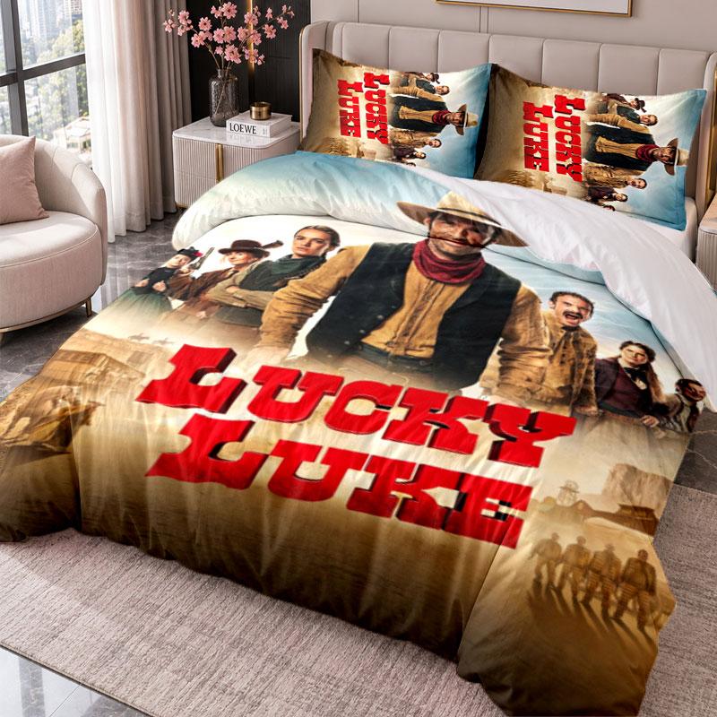 Lucky Luke 3Pcs Bedding Set Duvet Cover With Two Pillowcases For Bedroom Home Decoration