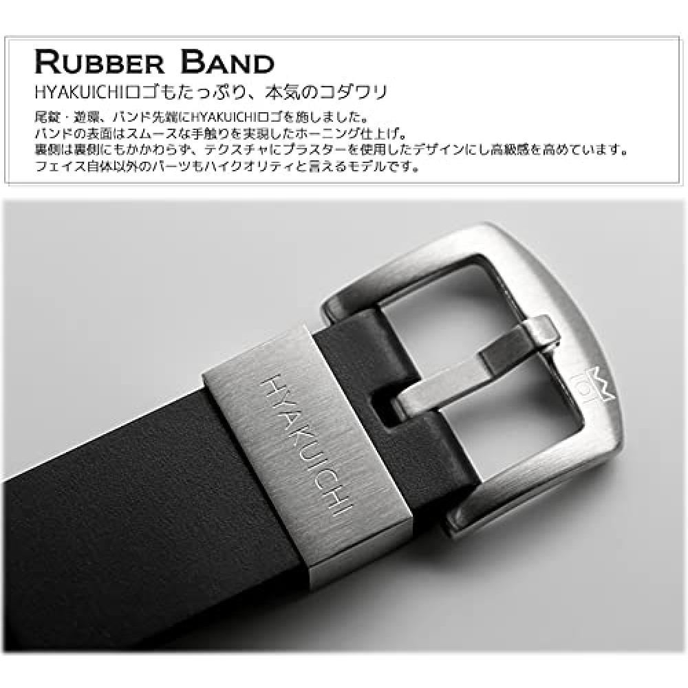 [HYAKUICHI 101] Diver's Watch Date Display 20 ATM Water Resistant Watch HYAKU1-001 (Silver Black Rubber)