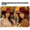 Outdoor Travel Felt Hat Unisex Western Cowboy Hat, Wool Fedora with Faux Leather Autumn Winter Warm Band, Retro Wide Brim Cowgirl for Men Women