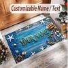 Fish Ocean Theme Soft Crystal Velvet Rug Custom Name & Text Print Non Slip Floor Rug for Bedroom Living Room