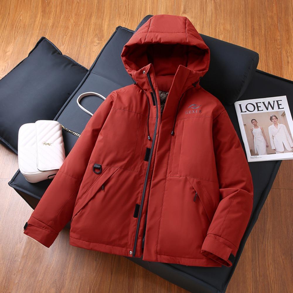 

Спорт на открытом воздухе, с той же модой для мужчин и женщин, утолщенная осенне-зимняя теплая хлопковая одежда для пар с капюшоном для катания на лыжах и зимы XXL красный