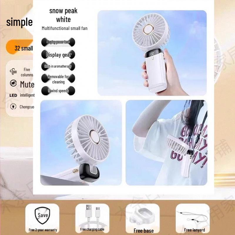

Portable Silent Handheld Fan with Extended Battery for Office, Dorm, Desktop, and Outdoor Use 1-year warranty/Long-lasting battery