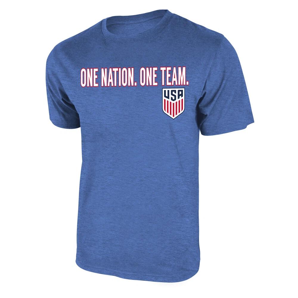 Icon Sports U.S. Soccer Federation USMNT Adult T-Shirt Heather Blue Logo Color