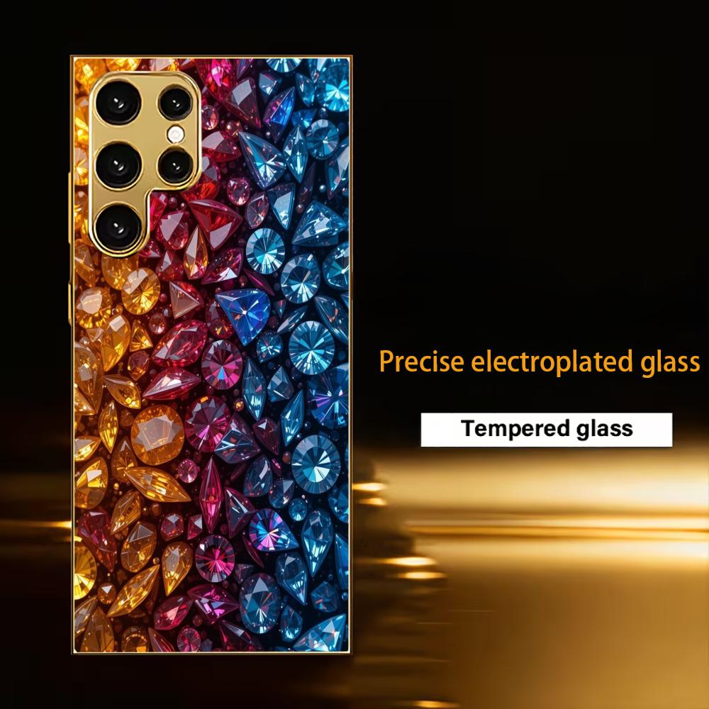 Gradual Crystal Simplicity High-end Electroplating Glass PhoneCase for Samsung Galaxy S26 S25 S24 S23 S22 S21 FE Ultra Plus