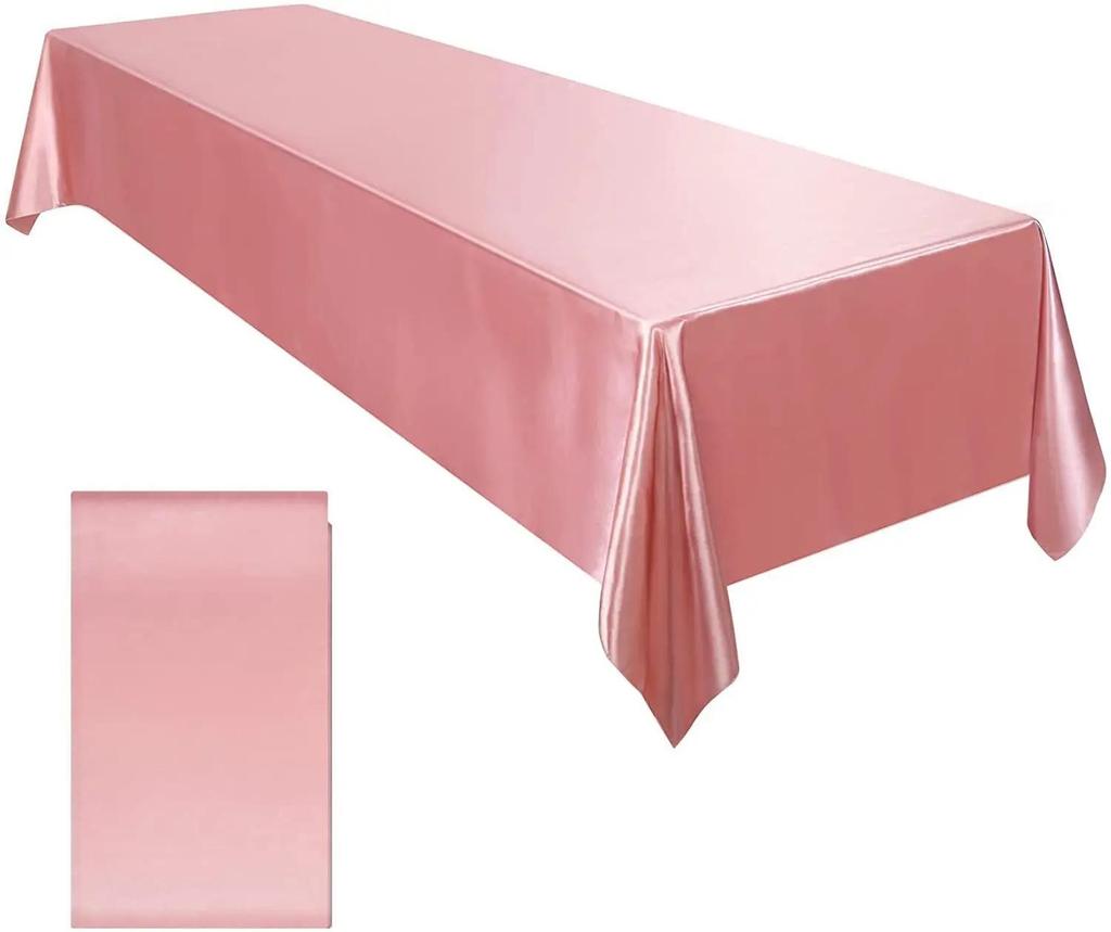 Table Cover Satin Tablecloth Soft Overlay Wedding Satin Large Bright Smooth Silk Rectangle Christmas Banquet Anniversary Dining Party Table Decor