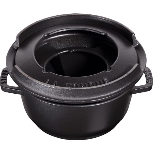 Staub "Black Fondue Set, 16cm" Cast Iron Enamel Pot [Official Japanese Product] Specialty 40511-970