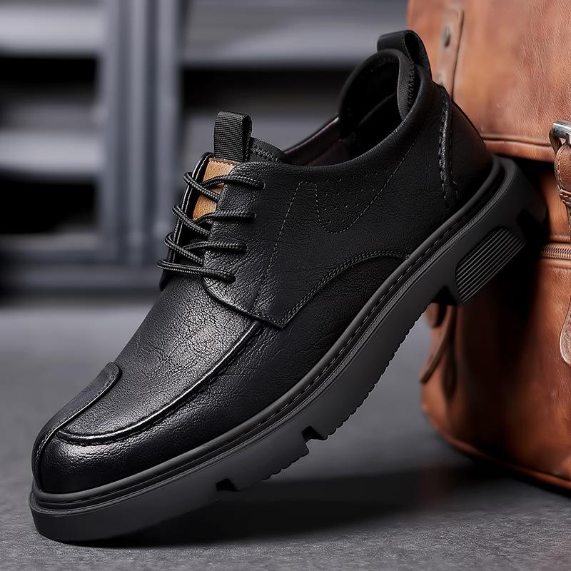2025 autumn and winter new men's business casual leather shoes men's retro trend tooling big head shoes youth versatile 2371