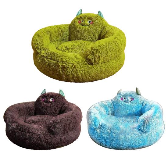 Plush Cat Calming Bed Dog Donut Raised Head And Bed with Cute Shape Neck Support Pads