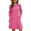 Vestido de Suéter Casual para Mujer Vestido de Verano de Punto de Invierno con Bolsillos Túnica de Manga Larga Ropa Mantener Caliente Vestidos Midi