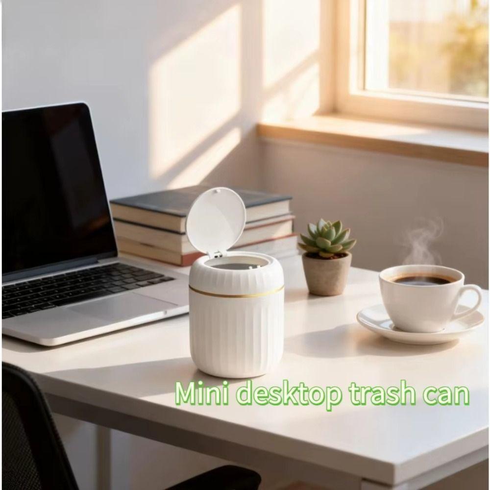 Round/Triangle Small Trash Can with Lid Non-slip Plastic Waste Bin Garbage Organizer  Car