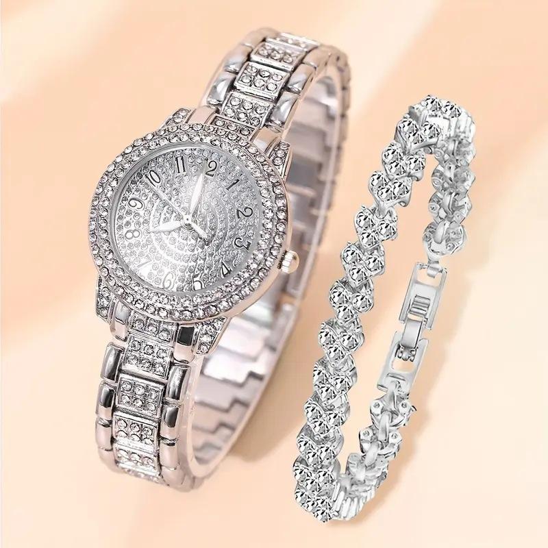 Ladies Watch Diamond Jewelry Watch, Women's Watch Quartz Watch Digital Watch Necklace Watch Set