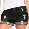 Pantaloncini di Jeans da Donna a Vita Media Strappati Distressed Pantaloncini di Jeans e Tasche Estivi Casual Orlo Risvoltato Pantaloncini di Jeans Elasticizzati