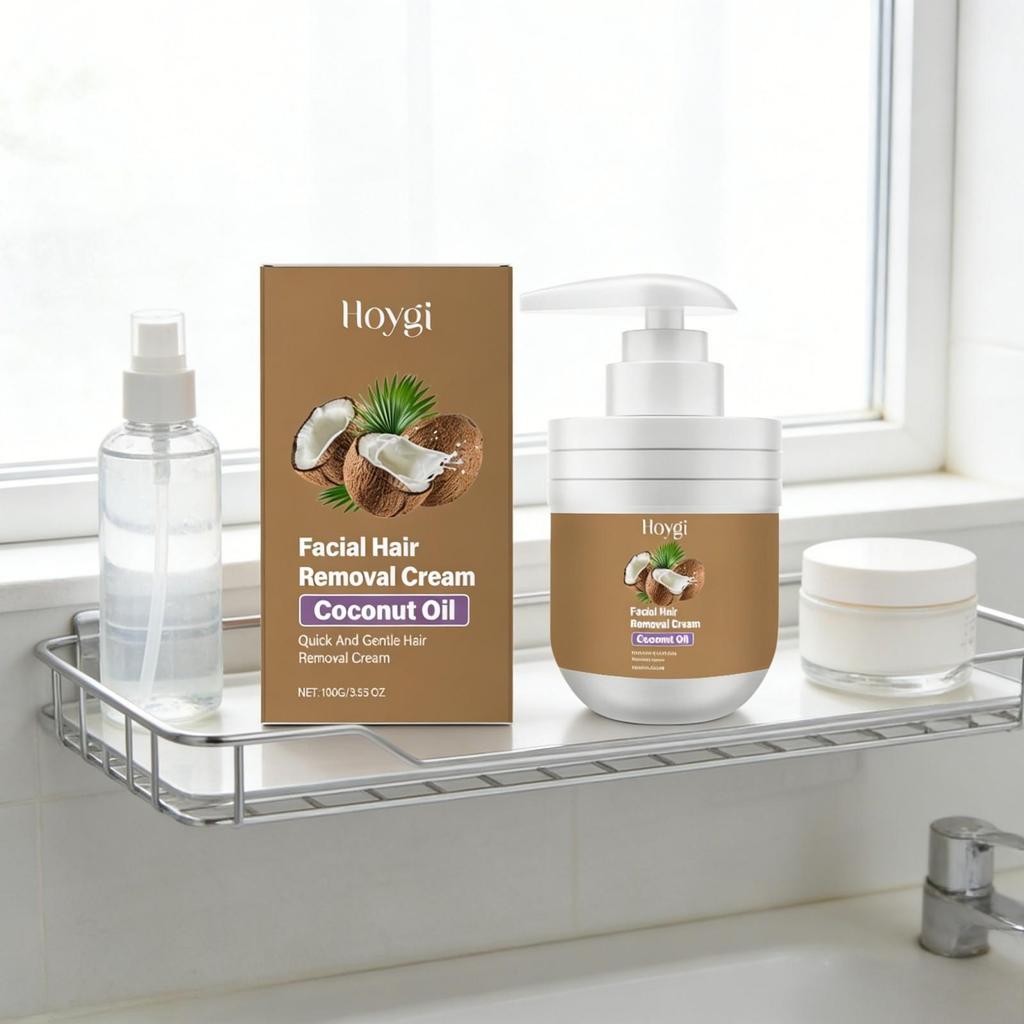 Hoygi Facial Hair Removal Cream for Sensitive Skin Care Upper Lip Hair Removal Coconut Oil Moisturizing Facial Depilatory Cream