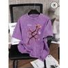 Tokyo Harajuku Cherry Blossom Print Washed T-Shirts Women Cotton Casual T Shirt Y2K Summer Short Sleeves Oversize Tops