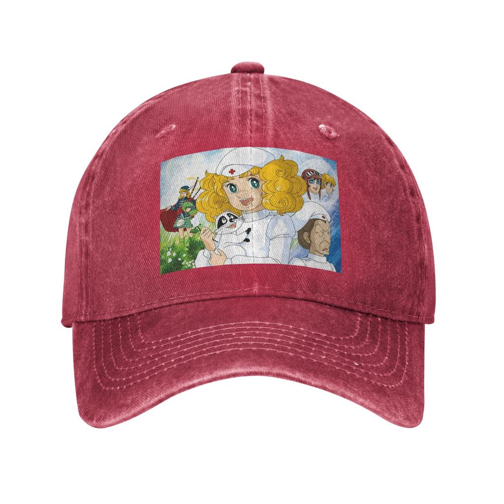 Candy Candy Anime Washed Denim Cap Casual Baseball Caps Adjustable Hat Summer Unisex Baseball Hats