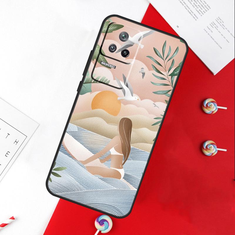 Surfboard Surfing Surf Girl Cover For Xiaomi 14 Ultra 15 13 11T 12T 13T 14T Pro POCO X7 Pro X3 X5 X6 M6 F5 F6 Pro Case