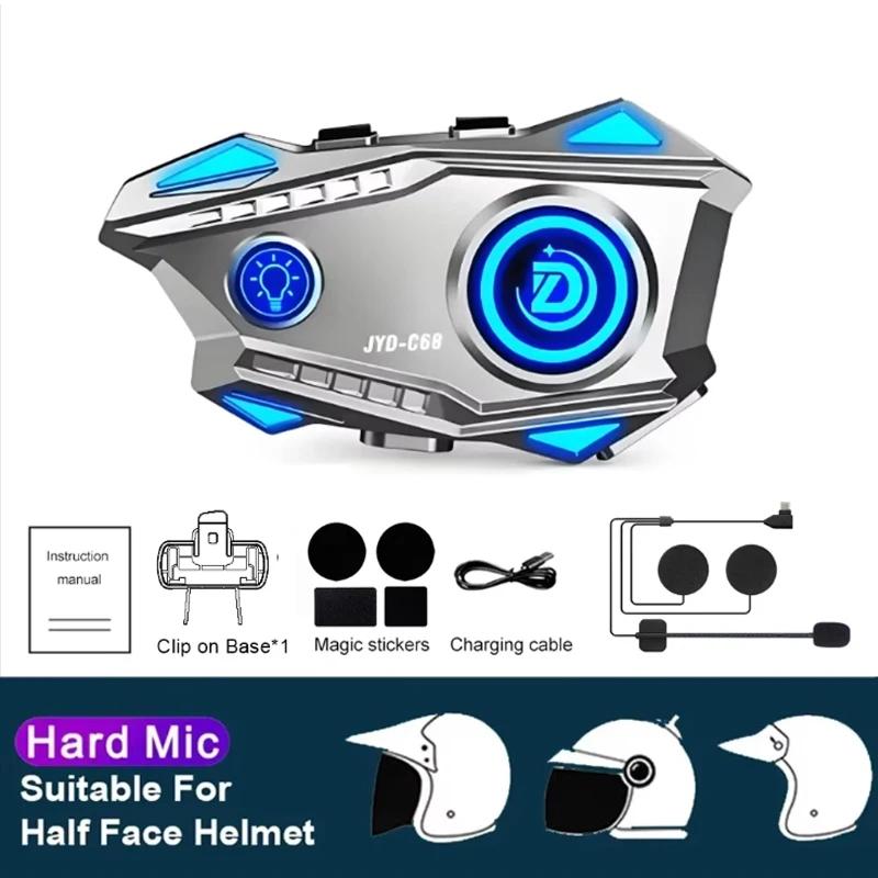 Bluetooth5.4 Motorcycle Helmet Headset Wireless Handsfree Mic Headphones Music Player With Noise Reduction For Motorbike Rider