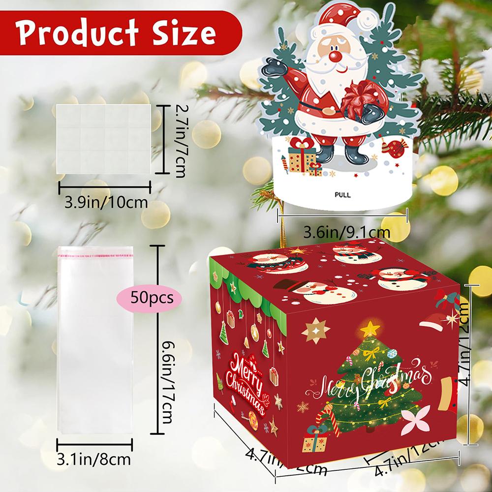 Merry Christmas Money Gift Box for Cash Pull and Transparent Bag for Kids Adults
