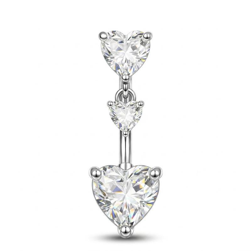 Curved Navel Rings Crystals Sexy Body Belly Button Ring Chains Flower Heart Belly Piercing Umbigo Stainless Steel Jewelry