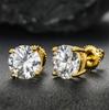 S111 Silver Moissanite Earrings Men's and Women's Same Classic Four-claw Round Single Diamond Daily Versatile Earrings Jewelry Accessories