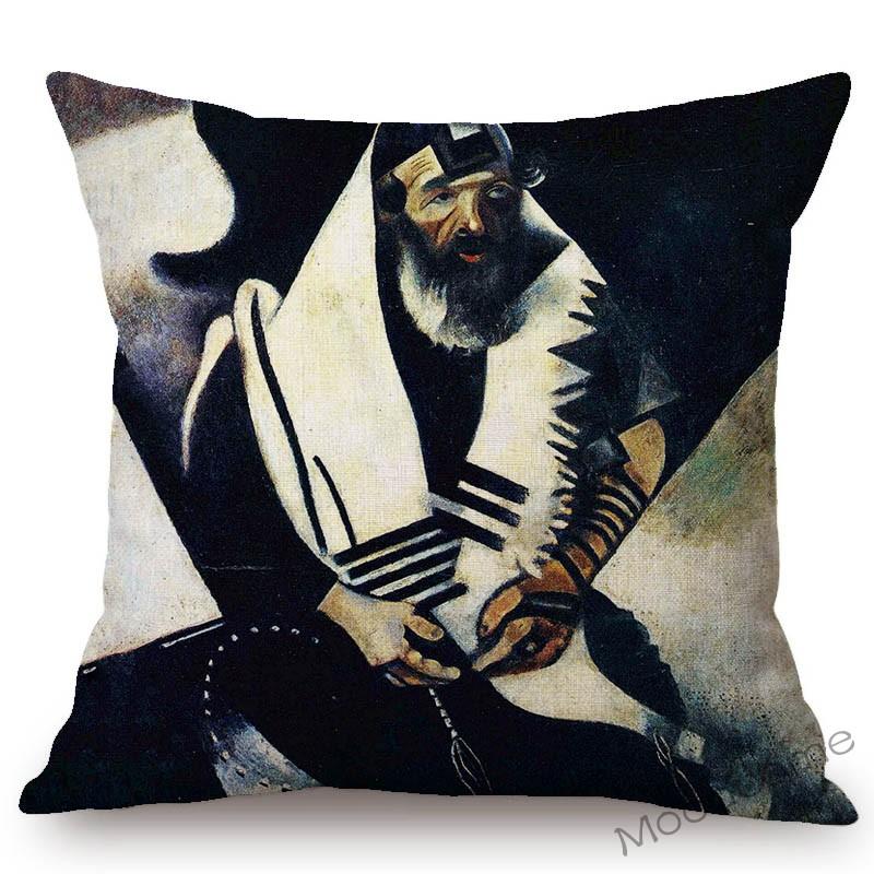 Modern Yağlıboya Sanat Gerçeküstücülük Kübizm Empresyonizm Marc Chagall Ünlü Sanat Yastık Kılıfı Doğum Günü Kemancı Minder Örtüsü