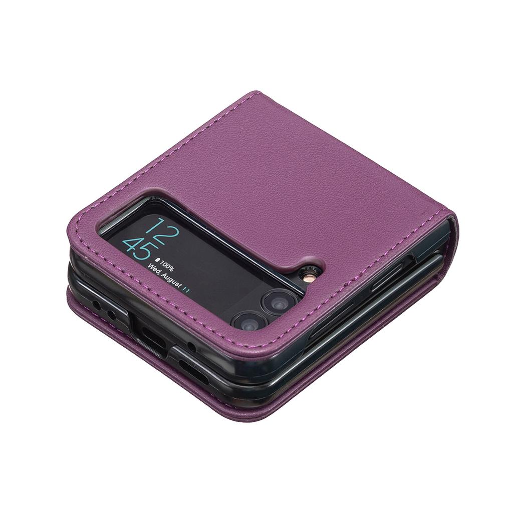 BINFEN COLOR Dla Samsunga Galaxy Z Flip4 5G Skóra PU+Twarda Poliwęglanowa Skorupa Smukłe Ochronne Etui na Telefon