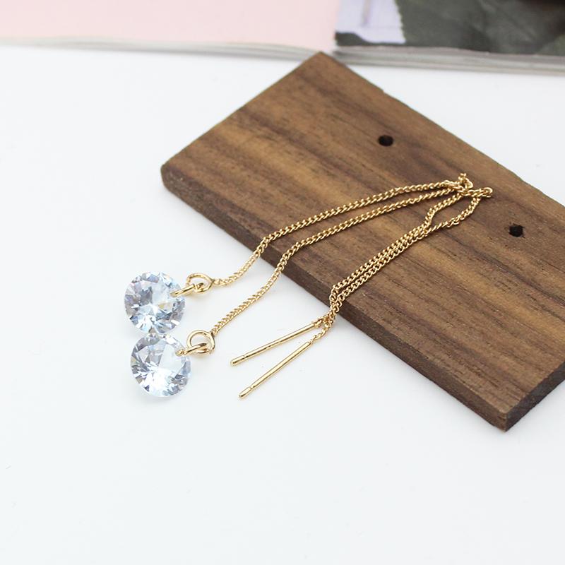 

New Long Copper Chain Tassel 8mm CZ Crystal Dangle Earrings for Women Hyperbole Drop Zircon Accessories Girl Gift Brincos