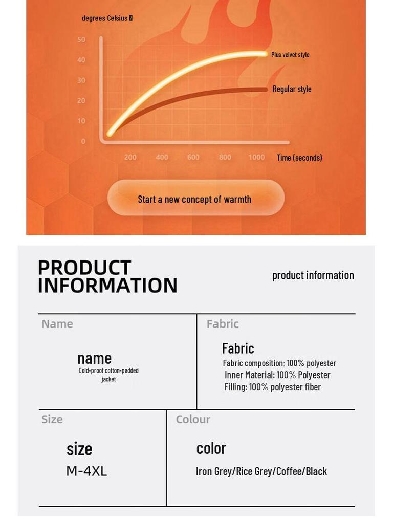 Jeanswest Men's Hooded Fleece-Lined Outdoor Padded Jacket