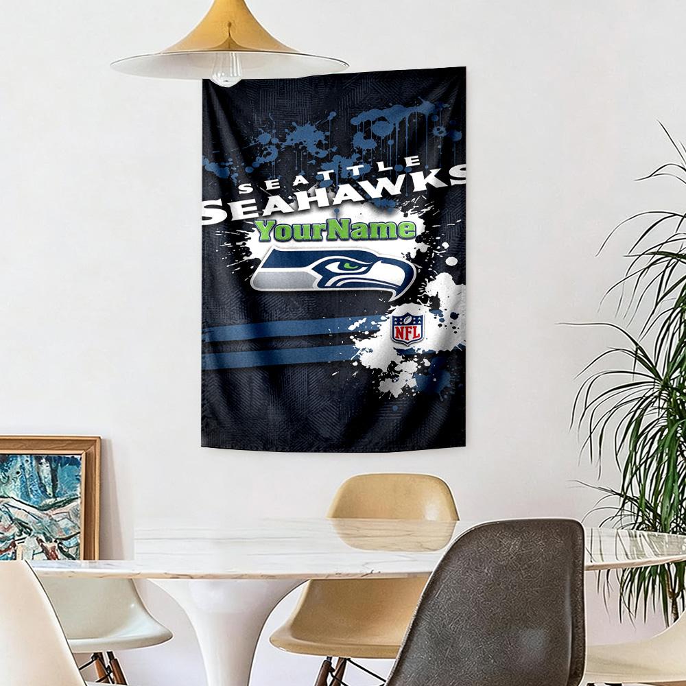 Seattle Seahawks Custom Your Name Wall Decor Tapestry Art For Pet Memorial Birthdaywedding Party Backdrop Family Gift