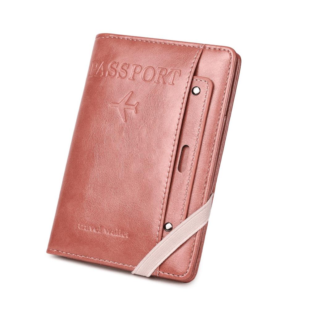 Sac passeport de voyage anti-vol RFID multi-fonction ticket rétro document grande capacité multi-cartes Pink multicolore
