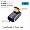 USB Type-C Adapter: Male-Female-Male-Female, 90° L/U-Shaped Thunderbolt 3 Elbow for Computers