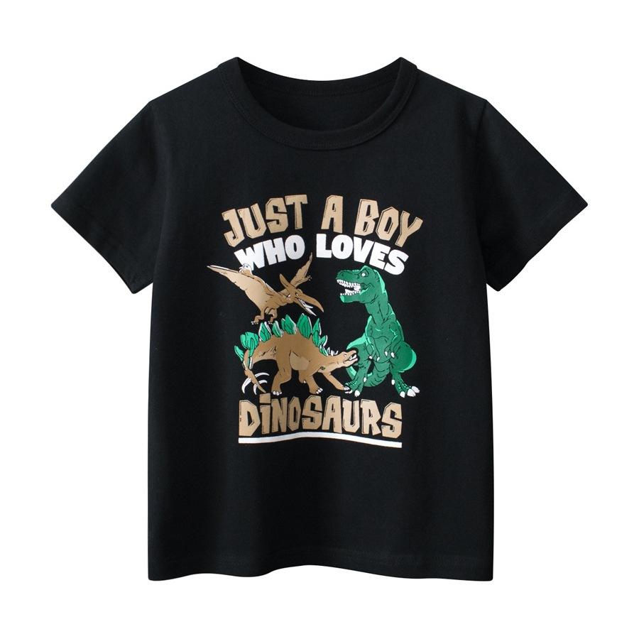 Children's summer boys' dinosaur short-sleeved T-shirt; printed short-sleeved baby top