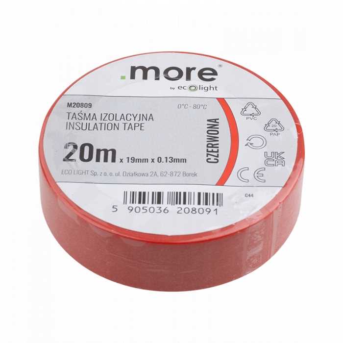 Taśma Izolacyjna 19Mm X 0,13 Mm X 20M Czerwona