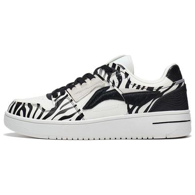 Li Ning Tianji Synthetic Leather Slip Resistant Abrasion Resistant Low Top Skateboard Shoes Men's White Black AGCT375-4