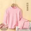 Kids Thermal Underwear Set Fleece Lined Mid-Collar Cotton Sleepwear Boys Girls Winter