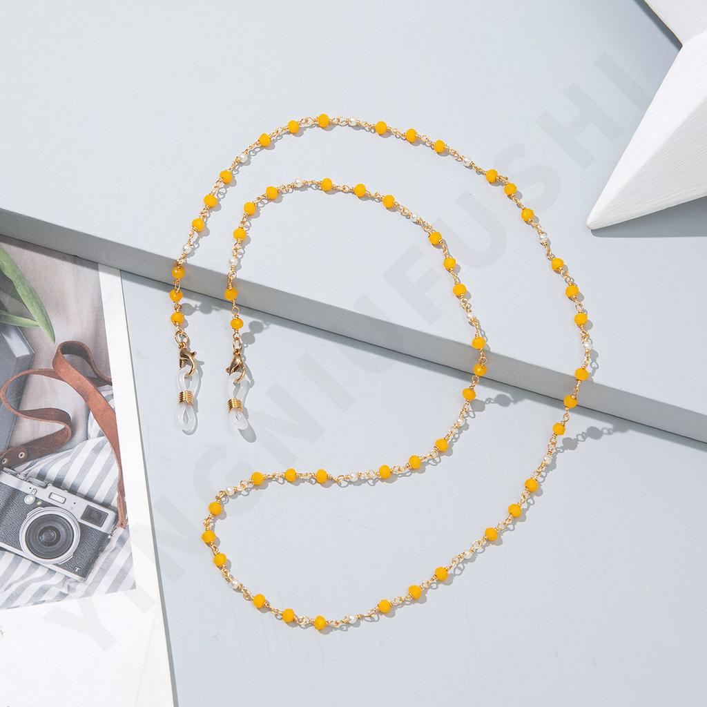 Color Crystal Glasses Mask Chain, New European and American Fashion Glasses Rope Mask Rope Non-slip Neck Lanyard