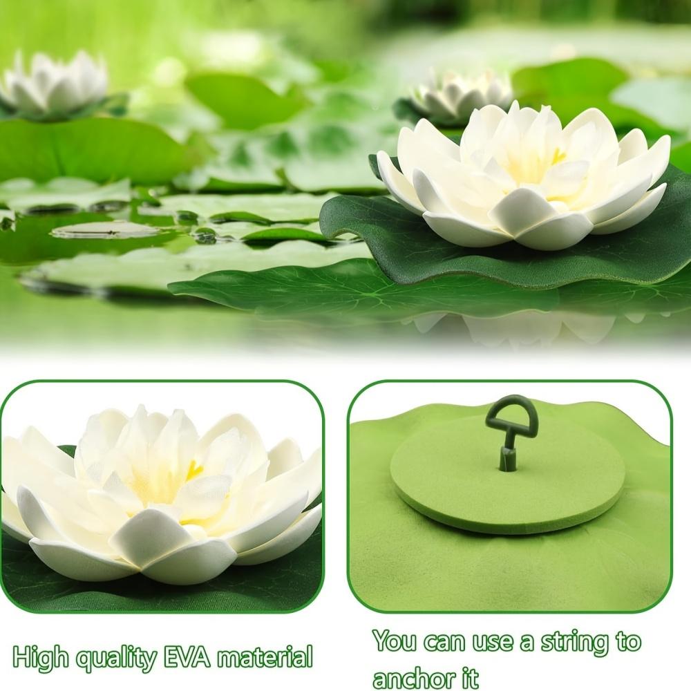 9pcs Artificial Lotus Flowers with Lily Pads, Floating Foam Plastic Lotus Plant Set - Ponds, Gardens, Pool Wedding Decorations