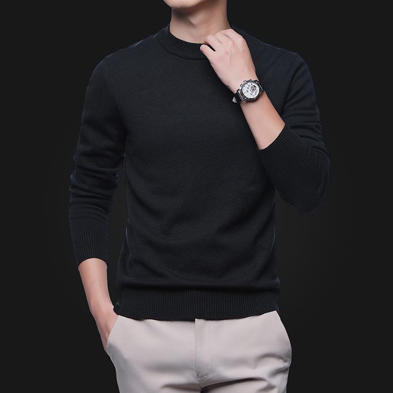 Korean Style Slim Fit Anti-Pilling Wool Sweater - Youth Casual Round Neck for Autumn & Winter