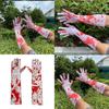 Bloody White Skeleton Halloween Gloves For Costume Party