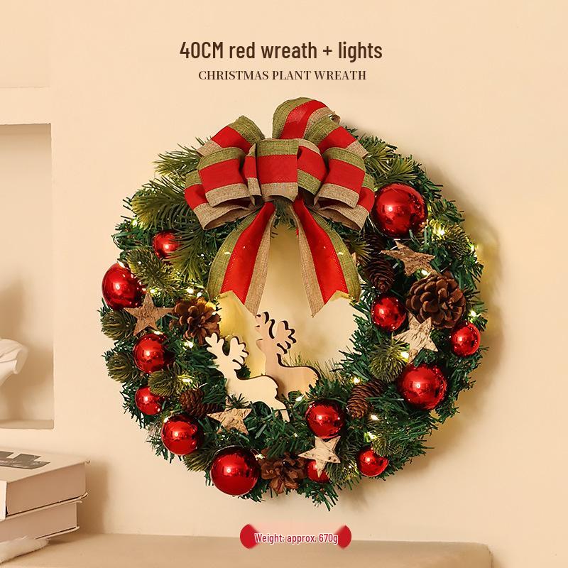Luminous Christmas Tree Wall Decorations with Ornaments, Pine Cones, and Vines