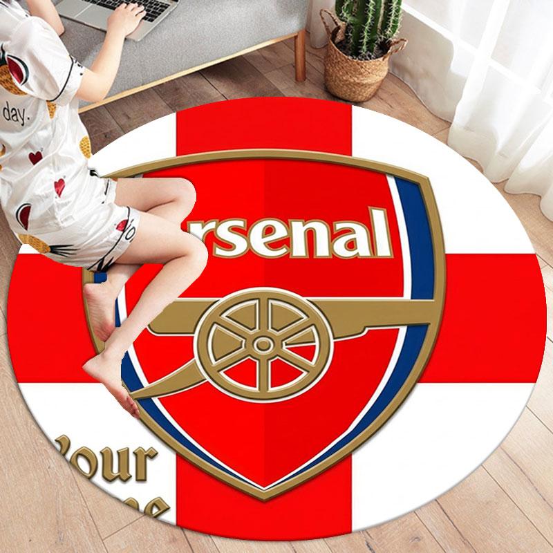 Arsenal F Benutzerdefinierter Name Runder Teppich, Teppich für Wohnzimmer Schlafzimmer Sofa Spielzimmer Dekoration, Rutschfeste Fußmatte