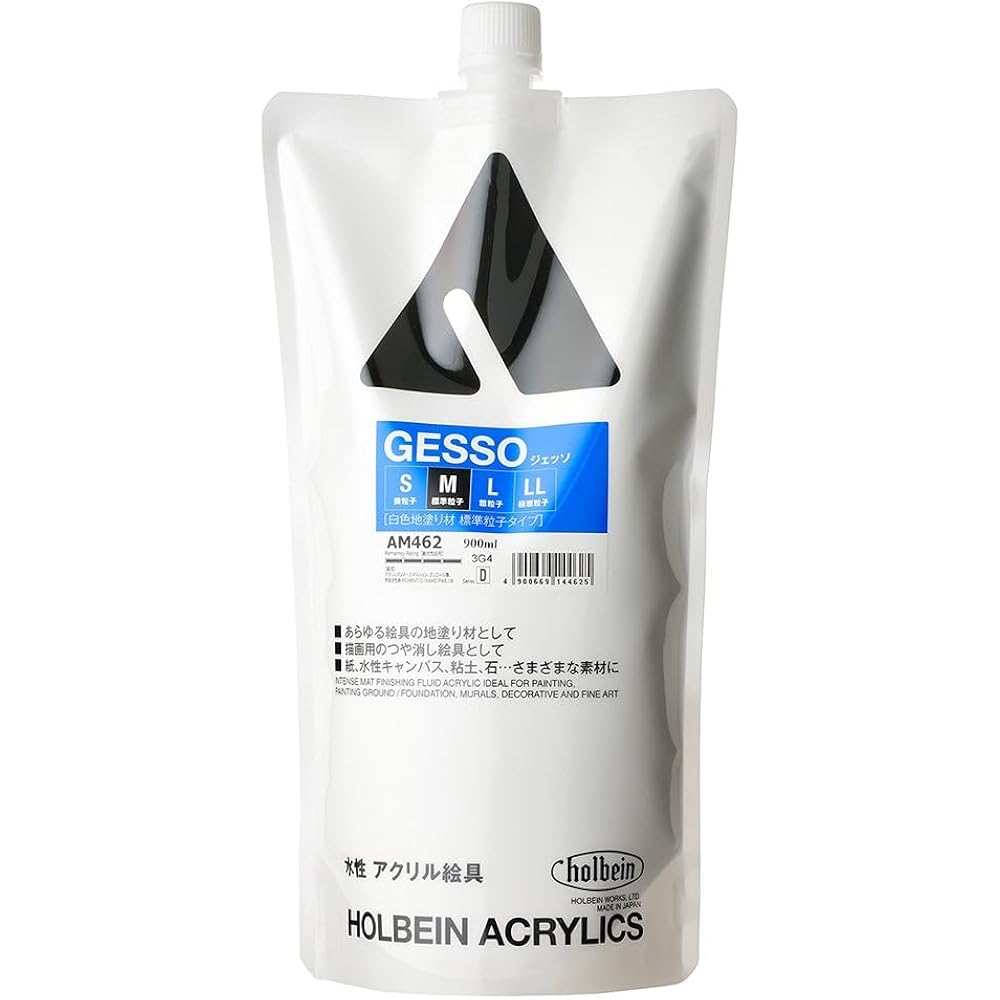 HOLBEIN ACRYLIC MEDIUM AM462 900ml GESSO M〈WHITE COATING MATERIAL STANDARD PARTICLE TYPE〉14462