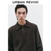 UR Men's Winter Lapel Half-Placket Plush Knitted Sweater