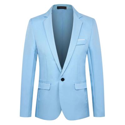 Men Blazer One Buckle Turndown Collar Long Sleeves Solid Color Plus Size Slim Fit Suit Jacket for Office
