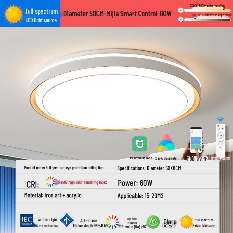 2025 LED Eye-Protecting Full Spectrum Ceiling Light for Bedroom and Living Room - Modern and Simple Design