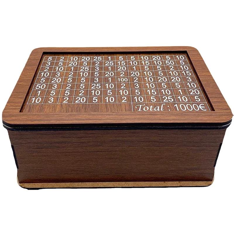 1000/2000/3000/5000/10000 Euro Spardose Sparschwein aus Holz mit wiederverwendbarer Spardose mit Sparziel und Zahlenboxen