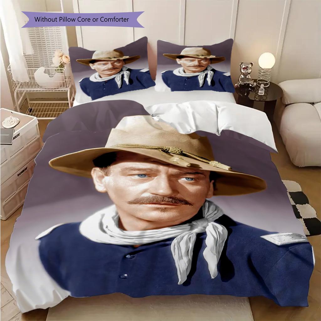 John Wayne's iconic cowboy hat bedding, duvet cover, pillowcase, home decoration, birthday gift (1 * duvet cover+2 * pillowcase, coreless)