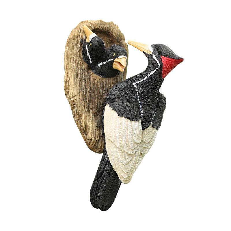 Resin Woodpecker Figurine, Handcrafted Garden Art, Durable Hanging Ornament for Patio, Lawn, Porch, Home and Garden Decor Gift